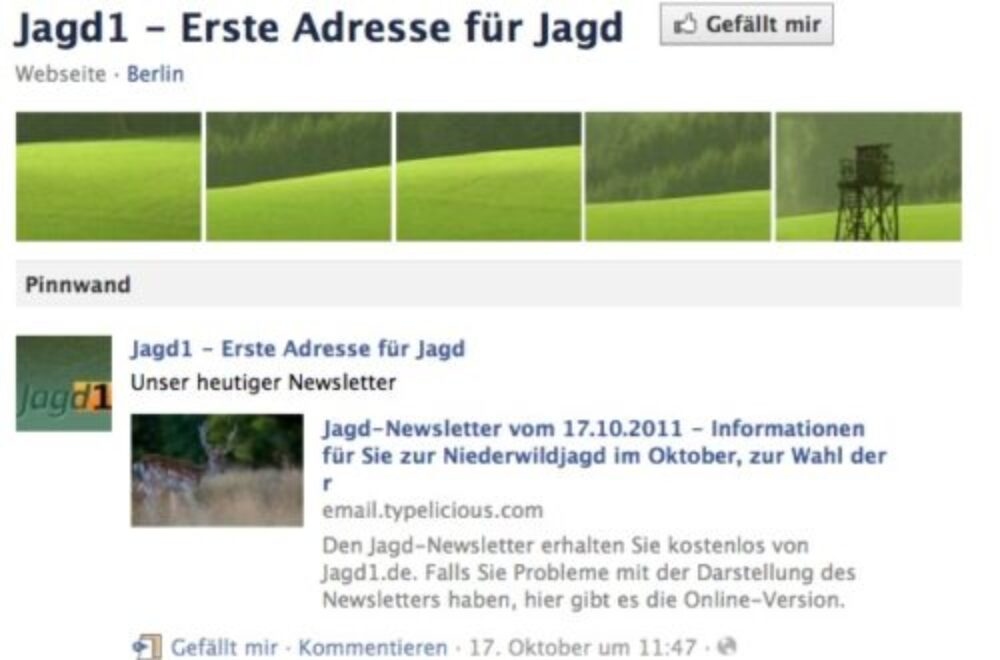 Jagd1.de jetzt auch bei Facebook